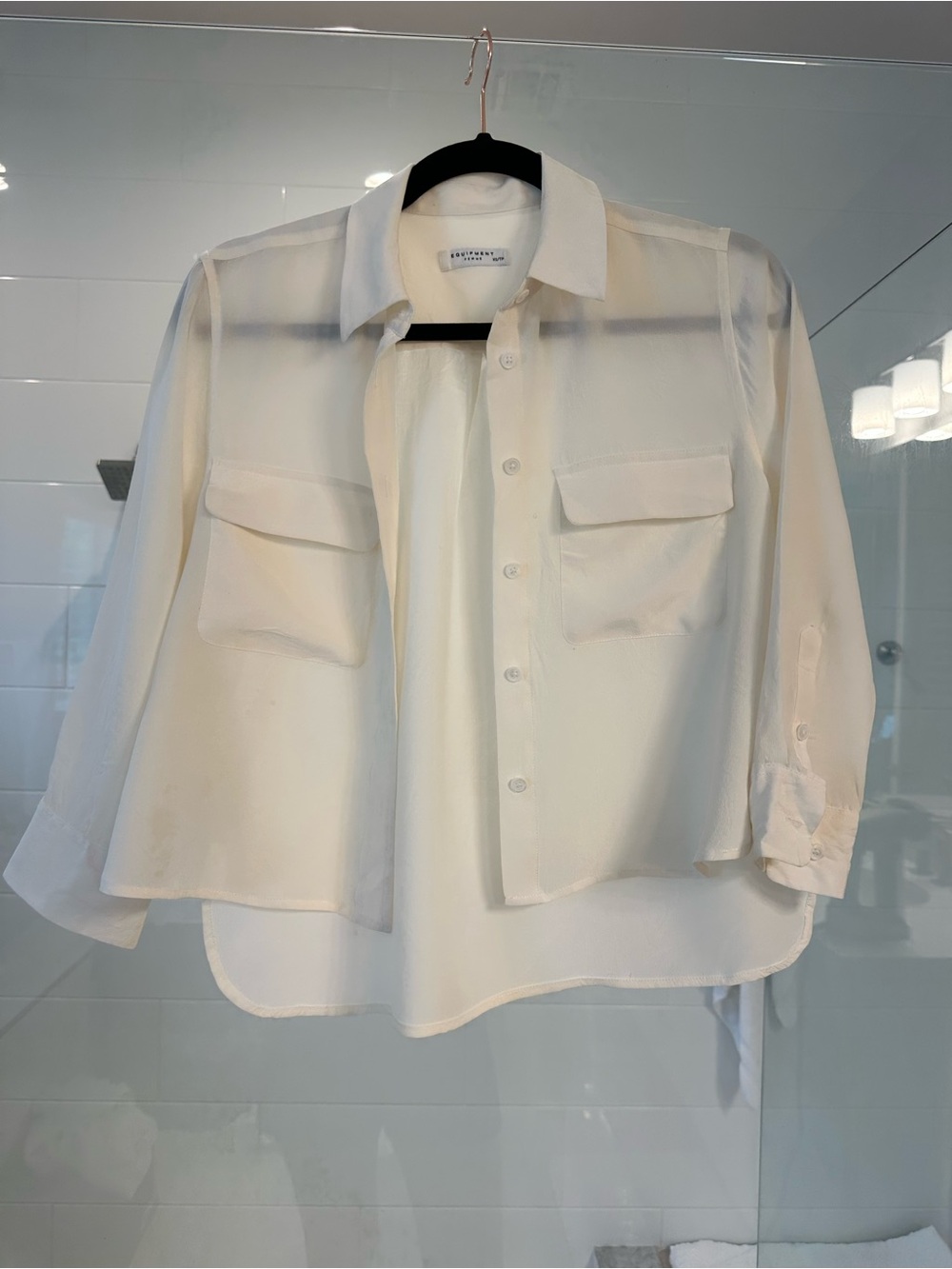Equipment Cream Button-Down Shirt with Front Pockets